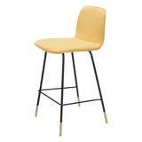 27" Yellow And Black Steel Low Back Counter Height Bar Chair