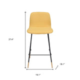 27" Yellow And Black Steel Low Back Counter Height Bar Chair