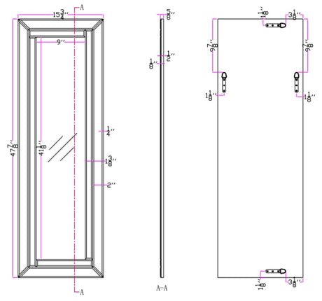 48" Clear Glass Framed Full Length Hanging Mirror