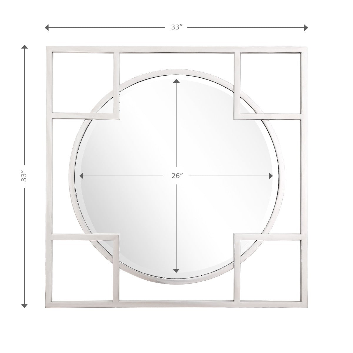 33" Silver Square Metal Framed Accent Mirror