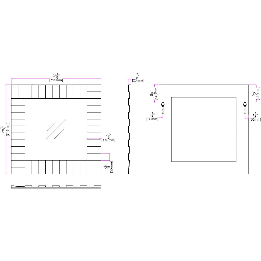 28" Clear Square Glass Framed Accent Mirror