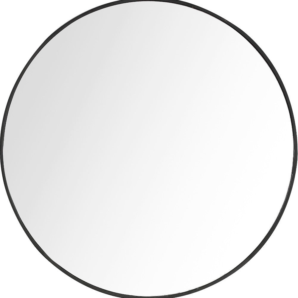 32" Black Round Framed Accent Mirror