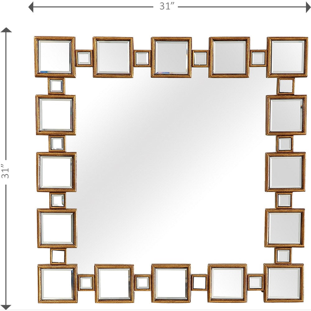 32" Gold Square Framed Accent Mirror