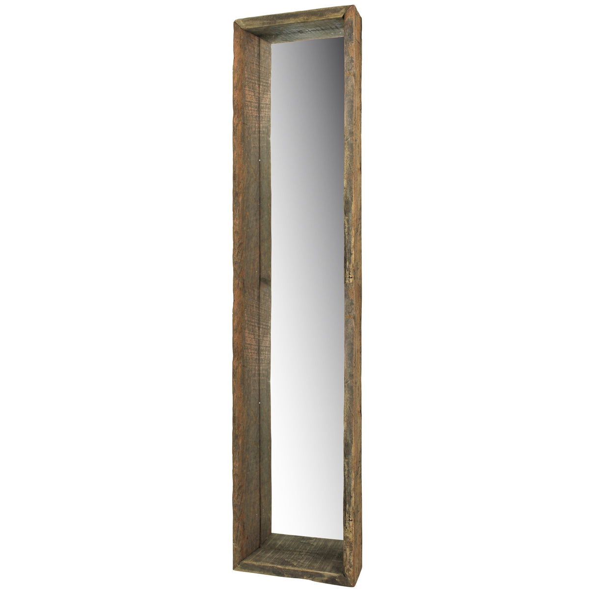28" Natural Brown Framed Full Length Hanging Mirror