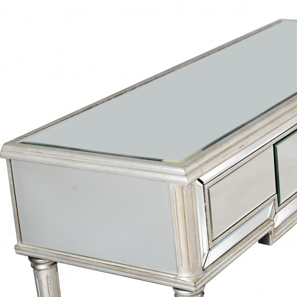 Silver Leaf Antiqued Console Table