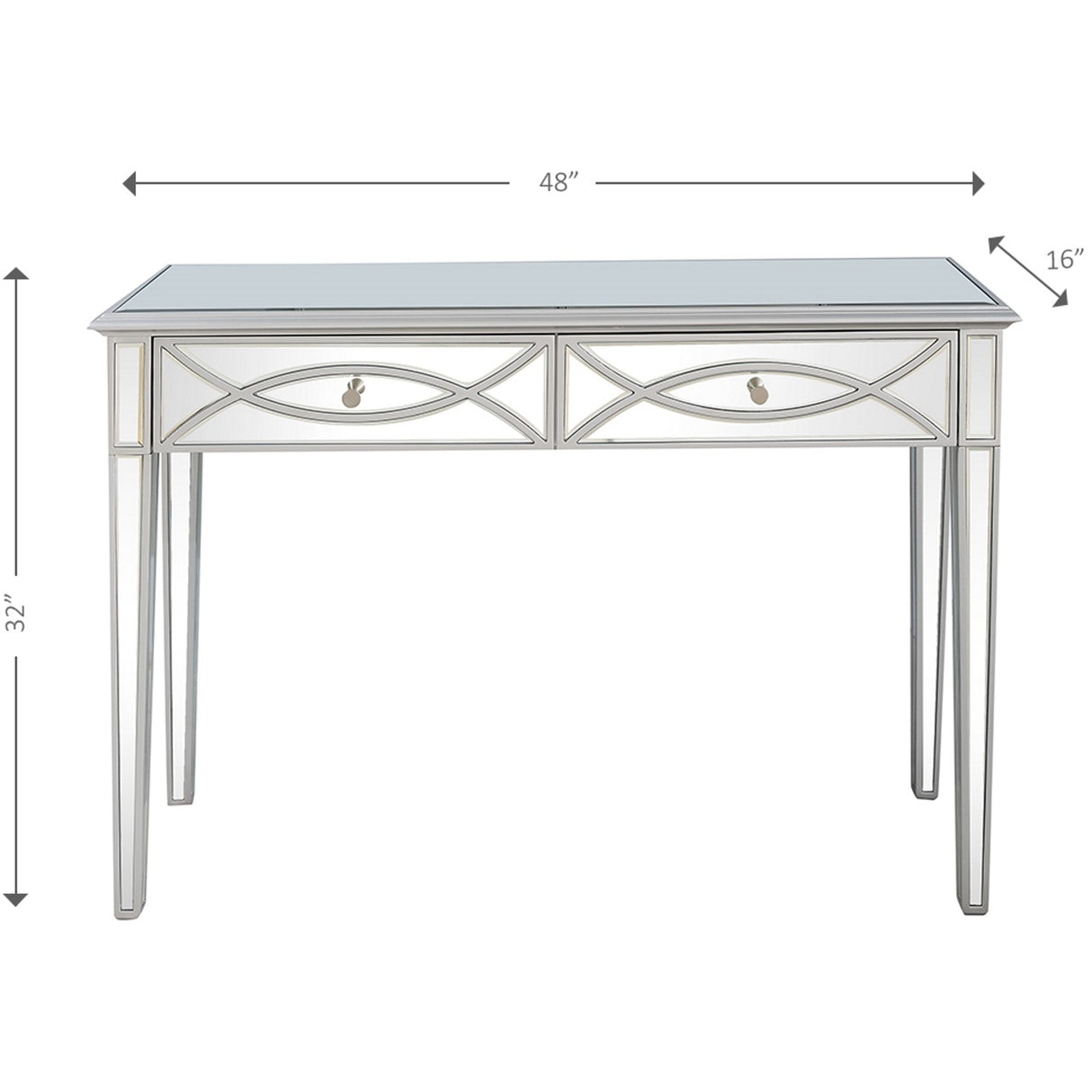 Silver Glass Mirror Console Table