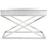 47" Silver Mirrored Glass Console Table