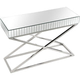 47" Silver Mirrored Glass Console Table