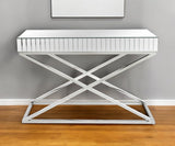 47" Silver Mirrored Glass Console Table