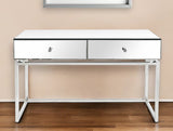 47" Silver Mirrored Glass Frame Console Table And Drawers