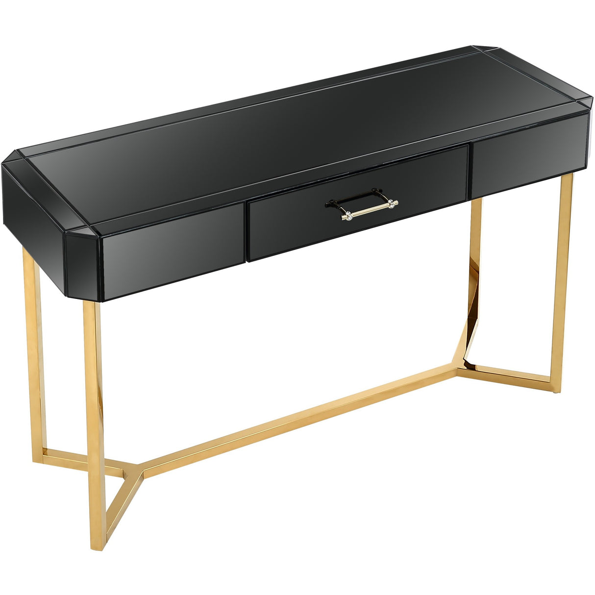 47" Black Mirrored Glass Console Table