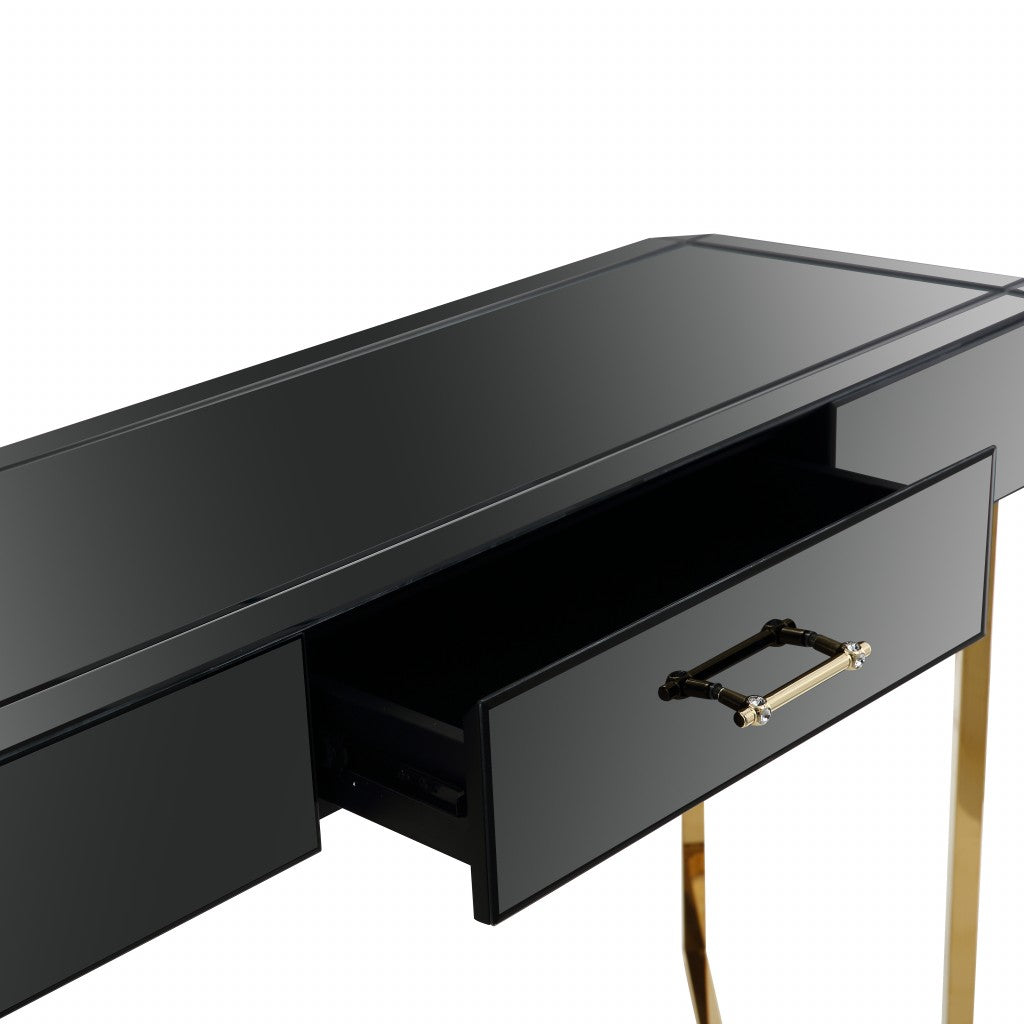 47" Black Mirrored Glass Console Table