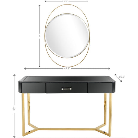 Black and Gold Mirror and Console Table