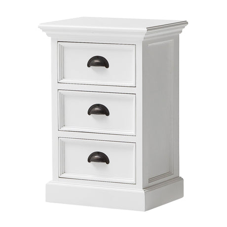 Classic White Three Drawer Nightstand