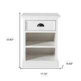 Classic White Nightstand With Shelves