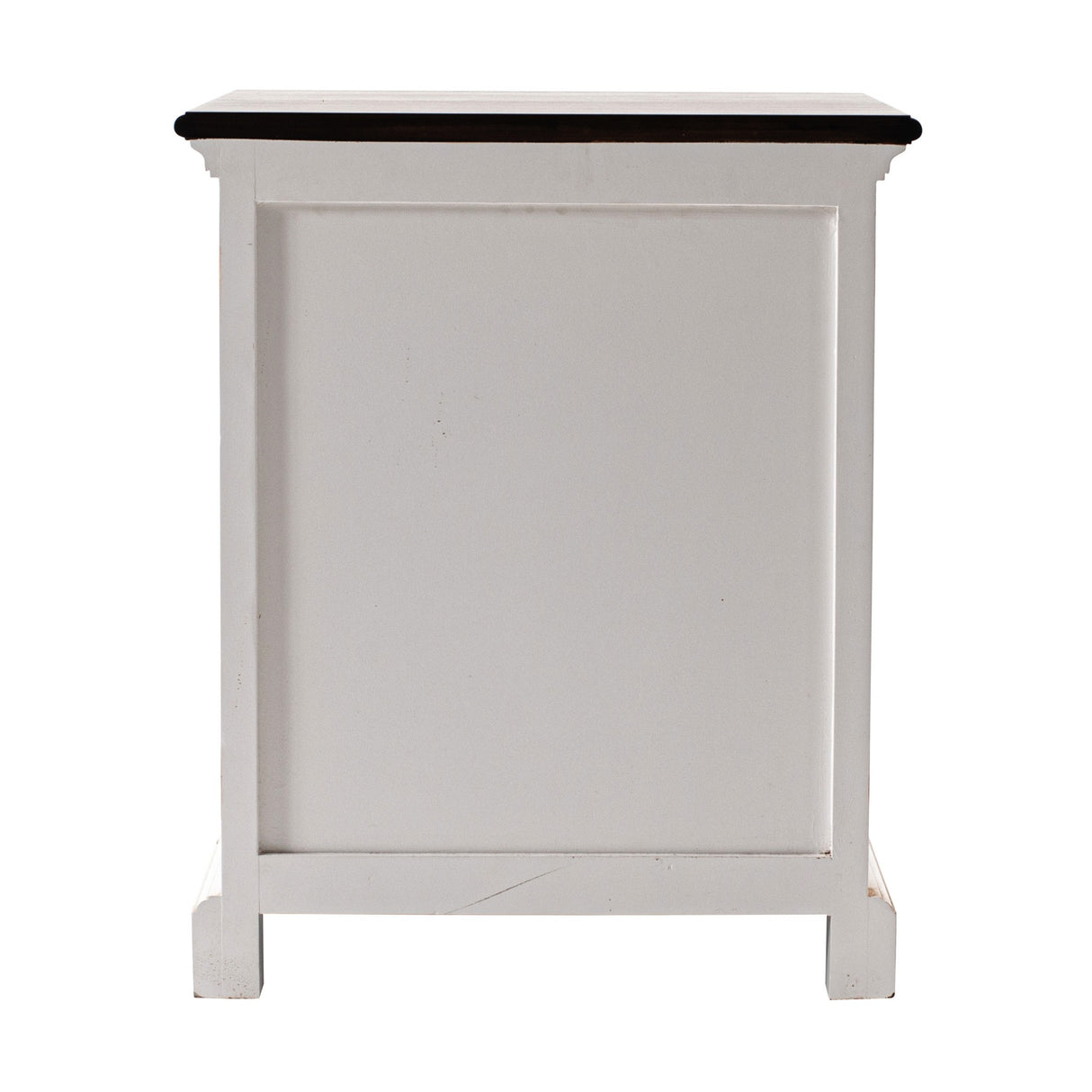 Distressed White and Deep Brown Nightstand With Shelves