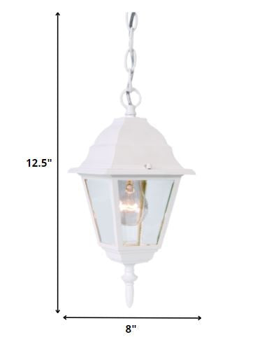 Distressed White Beveled Glass Outdoor Hanging Light