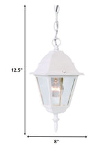 Distressed White Beveled Glass Outdoor Hanging Light