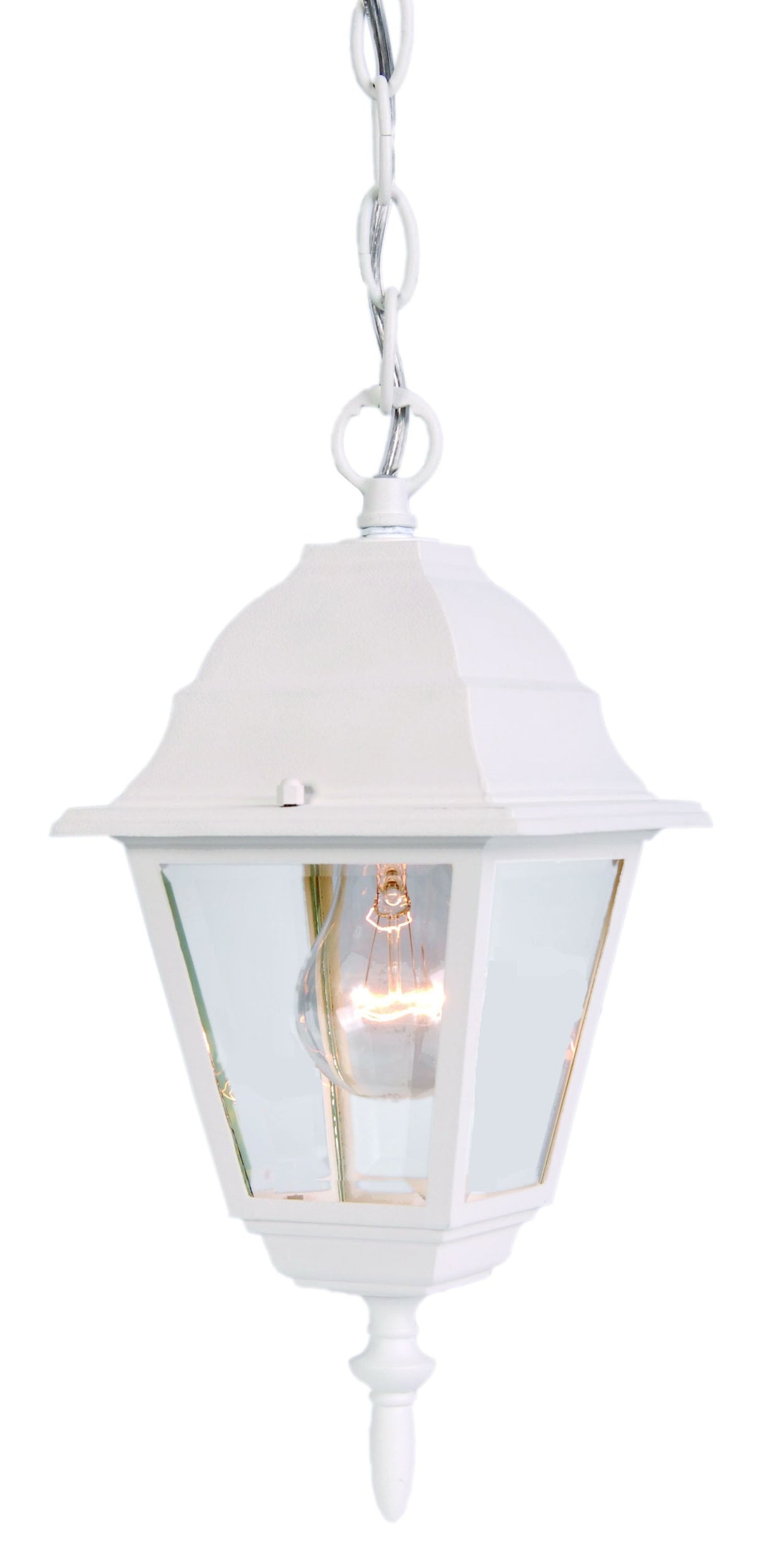 Distressed White Beveled Glass Outdoor Hanging Light