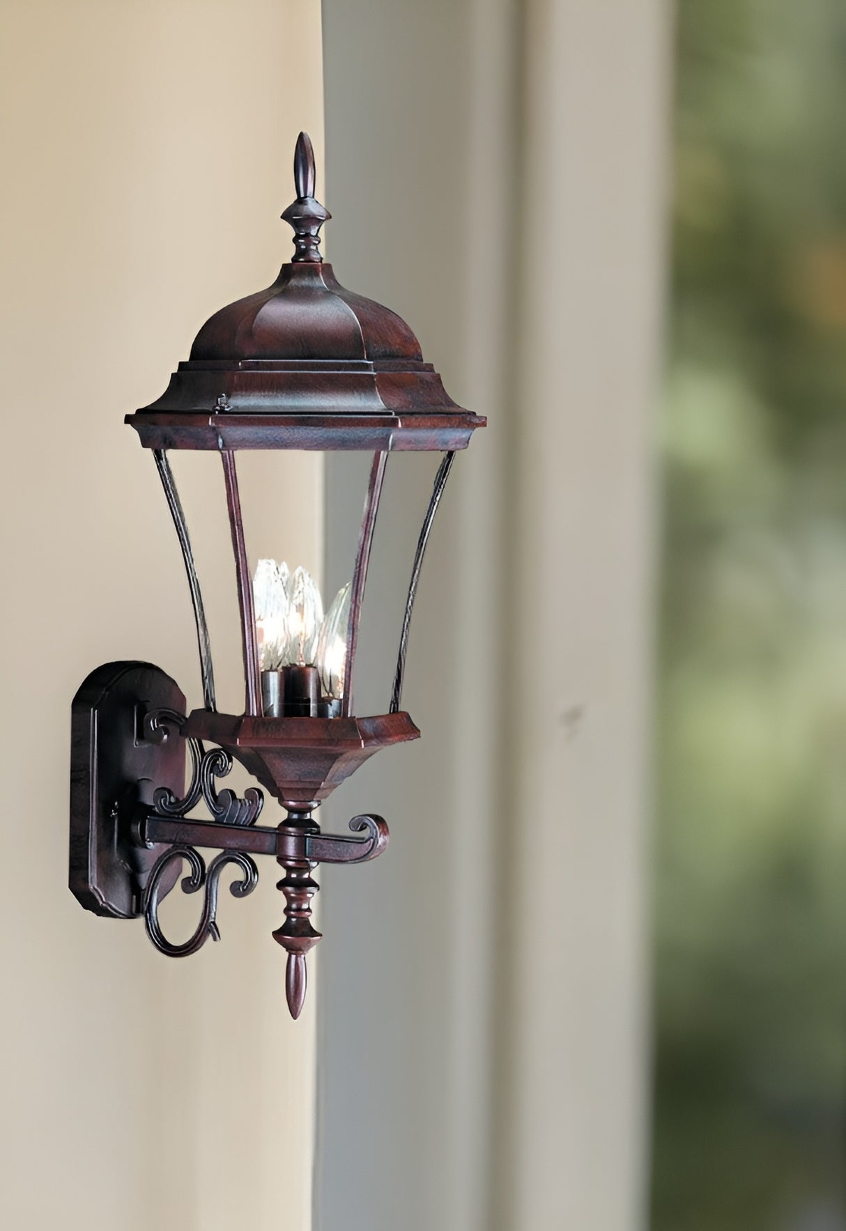 Dark Brown Ornamental Carousel Lantern Wall Light