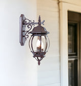 Three Light Dark Brown Hanging Glass Globe Wall Light