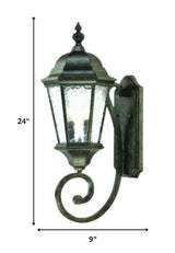 Two Light Antique Black Carousel Lantern Wall Light