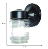 Black Standard Jelly Jar One Light Outdoor Wall Light