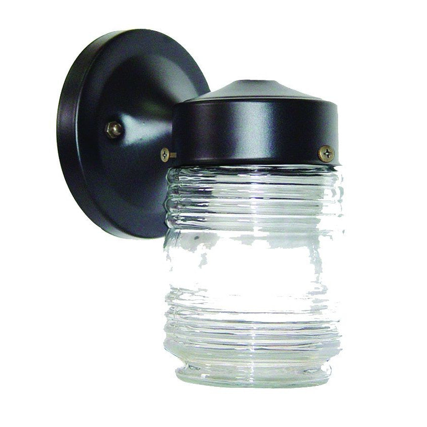 Black Standard Jelly Jar One Light Outdoor Wall Light