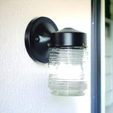 Black Standard Jelly Jar One Light Outdoor Wall Light