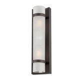 Two Light Bronze and White Glass Wall Sconce