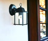 Matte Black Hanging Glass Lantern Wall Light