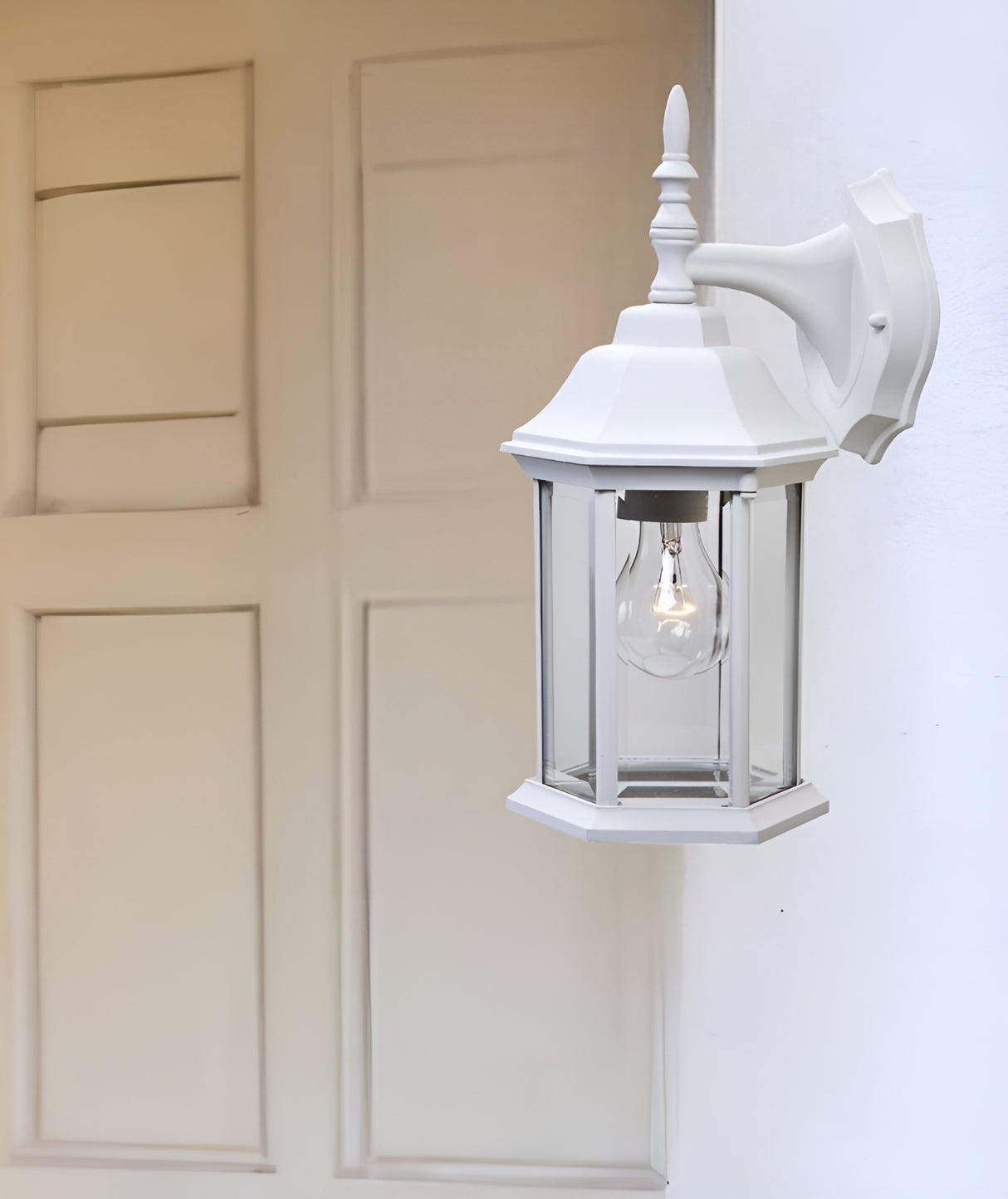 White Clear Glass Swing Arm Wall Light