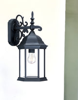 Narrow Matte Black Domed Hanging Glass Lantern Wall Light