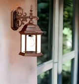 Narrow Brown Domed Hanging Glass Lantern Wall Light
