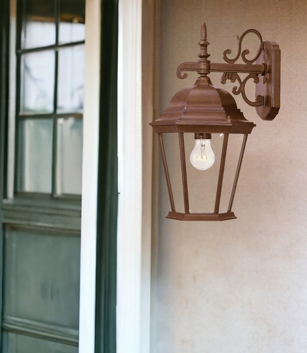 Brown Domed Hanging Lantern Wall Light