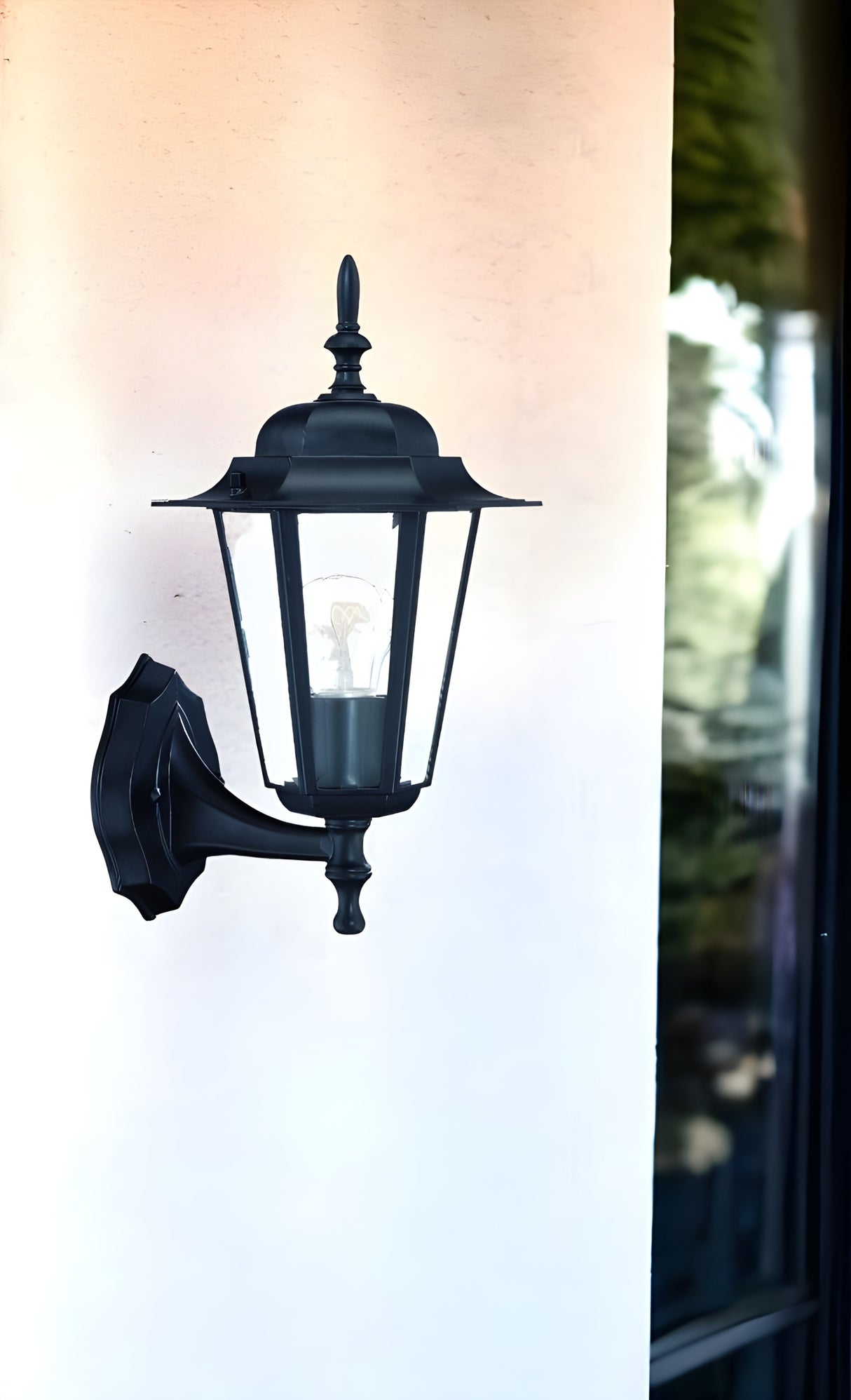 Matte Black Glass Lantern Wall Light
