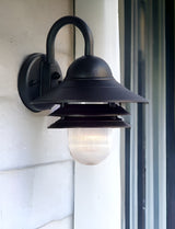 Matte Black Three Tier Lamp Shade Outdoor Wall Light