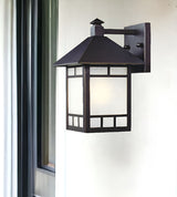 Petite Antique Bronze Frosted Glass Lantern Wall Light