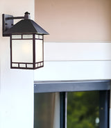 XL Antique Bronze Frosted Glass Lantern Wall Light