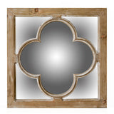 10" Natural Brown With Whitewash Square Wall Mounted Accent Mirror