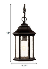 Antique Black Textured Glass Lantern Hanging Light