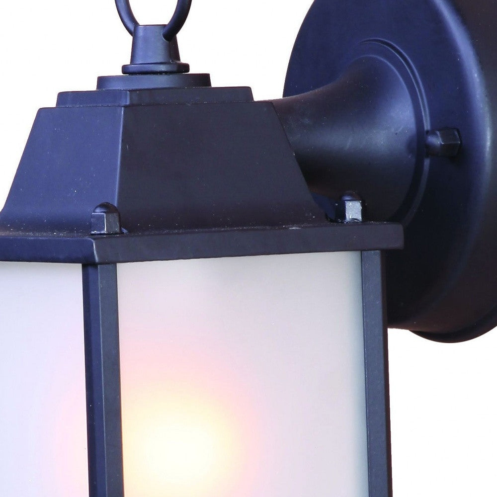 Matte Black Hanging Frosted Glass Lantern Wall Light