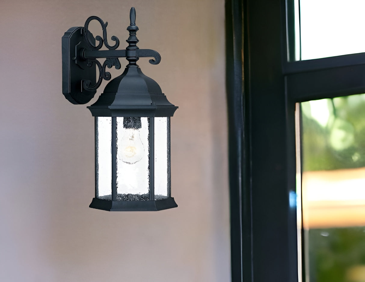 Petite Matte Black Domed Hanging Lantern Wall Light