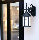 Narrow Matte Black Domed Hanging Lantern Wall Light
