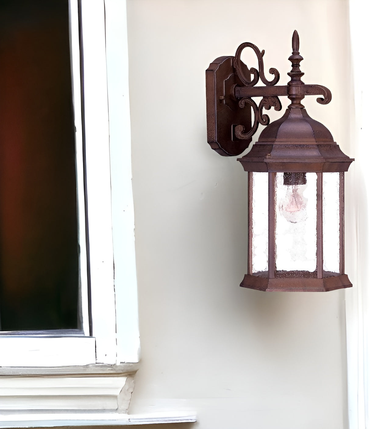 Narrow Brown Domed Hanging Lantern Wall Light