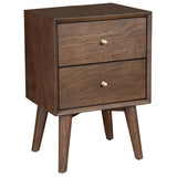 26" Brown Two Drawer Wood Nightstand