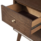 26" Brown Two Drawer Wood Nightstand