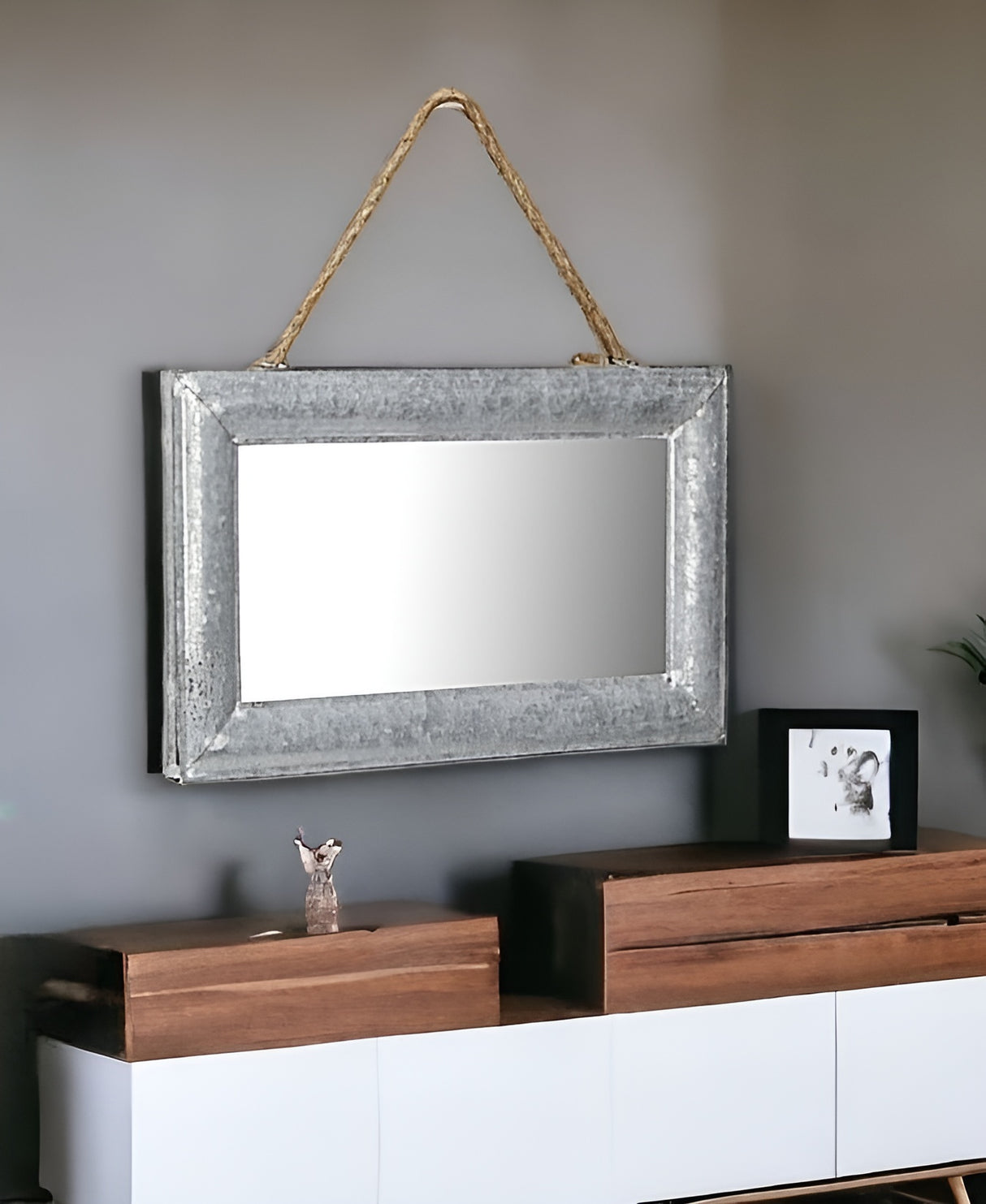 9" Silver Metal Framed Accent Mirror