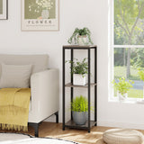 3-Tier Tall Metal Plant Stand Corner Plant Holder with Anti-tipping Device-Black & Gray