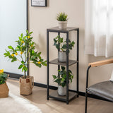 3-Tier Tall Metal Plant Stand Corner Plant Holder with Anti-tipping Device-Black & Gray
